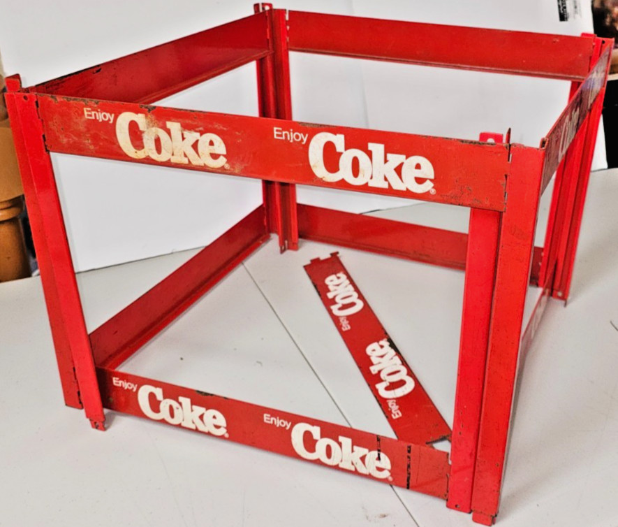 Coca-Cola Heavy Duty Metal Store Display Rack – 9 Plaques 8 Rails – VTG