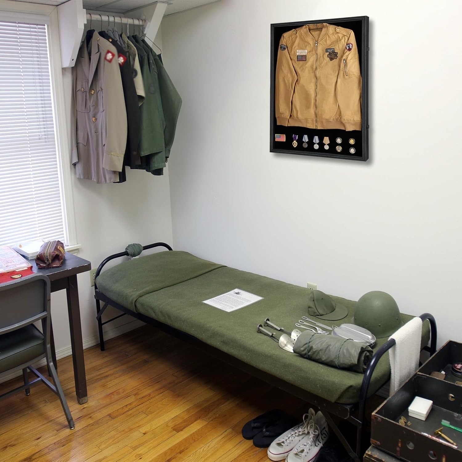 Spacious Military Shadow Box with UV Protection & Locks – Perfect for XL Jerseys