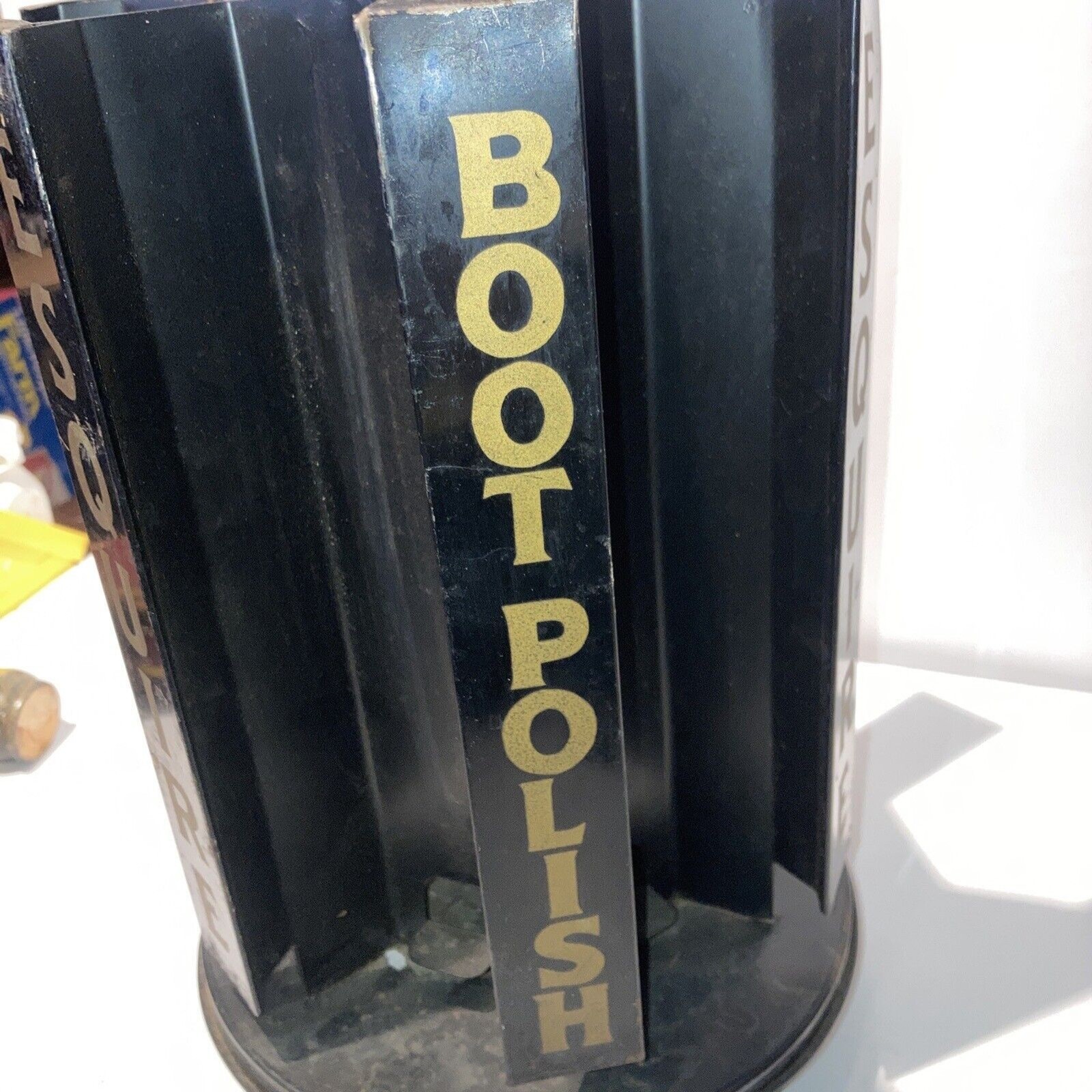 Vtg Esquire Boot Polish Metal Store Counter Display Spinning Rack Advertising