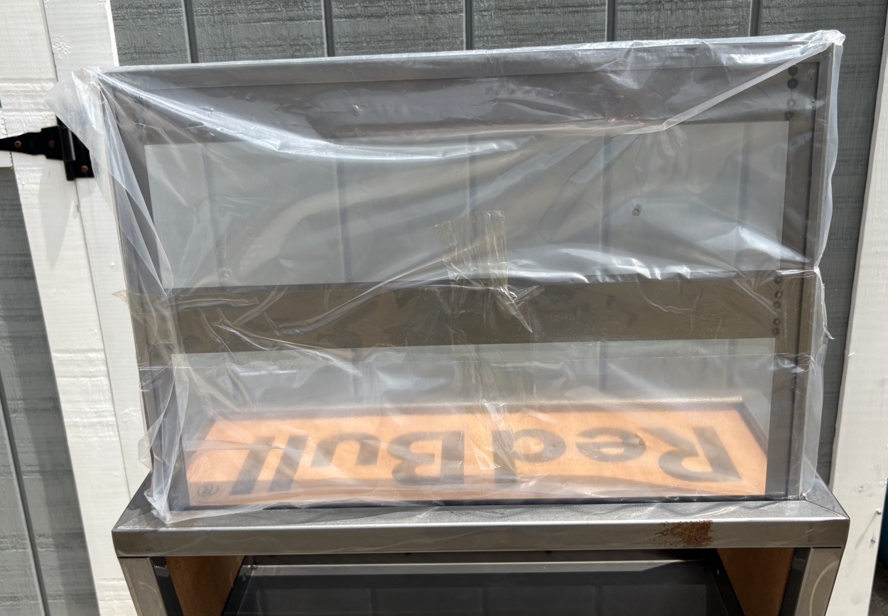 RED BULL – RETAIL DISPLAY SHELF – WOOD AND BRUSHED METAL UNIQUE **BRAND NEW**