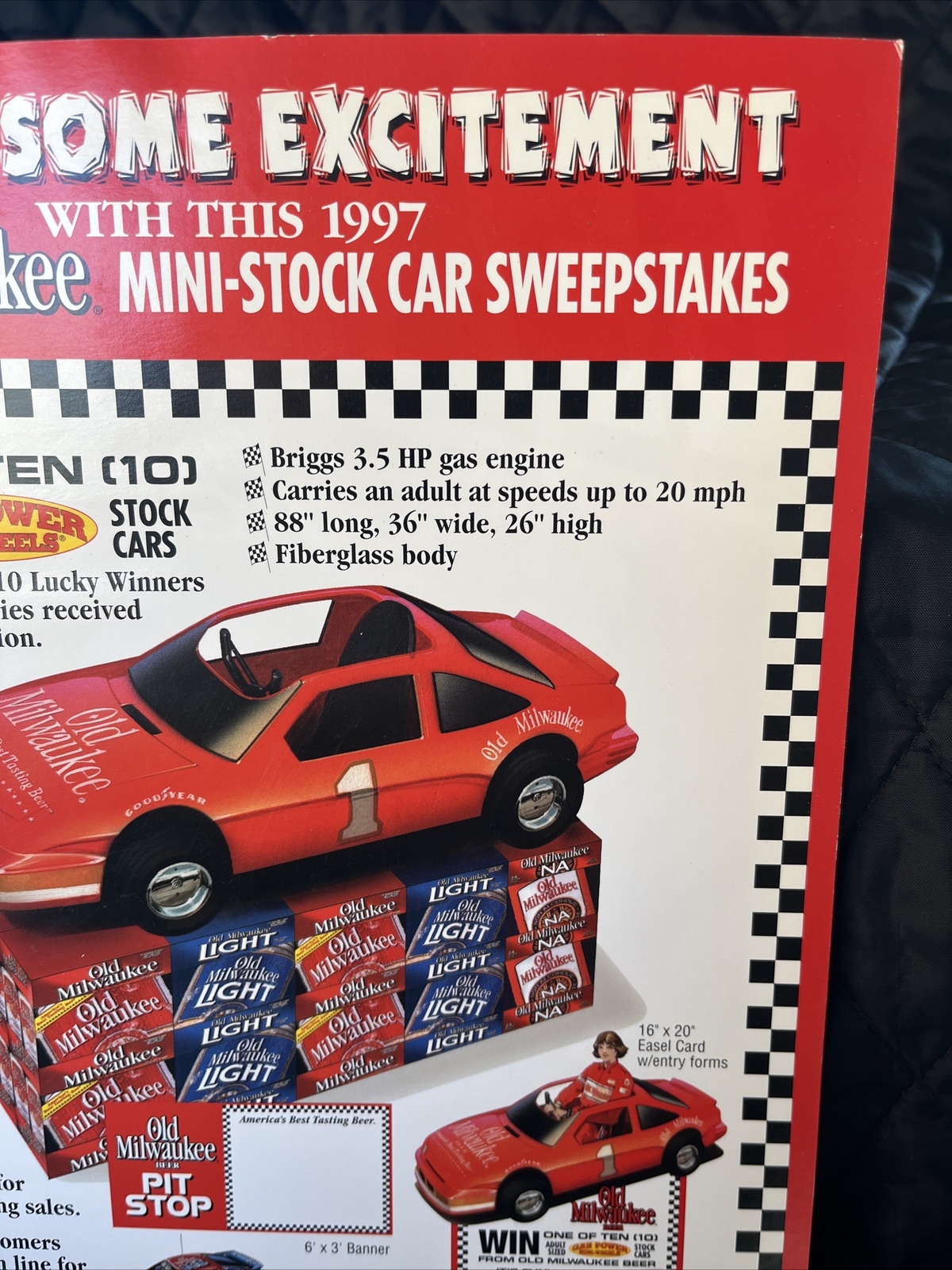 NOS Old Milwaukee Beer Point Of Sale Advertising Pit Stop Stock Car Sweepstakes