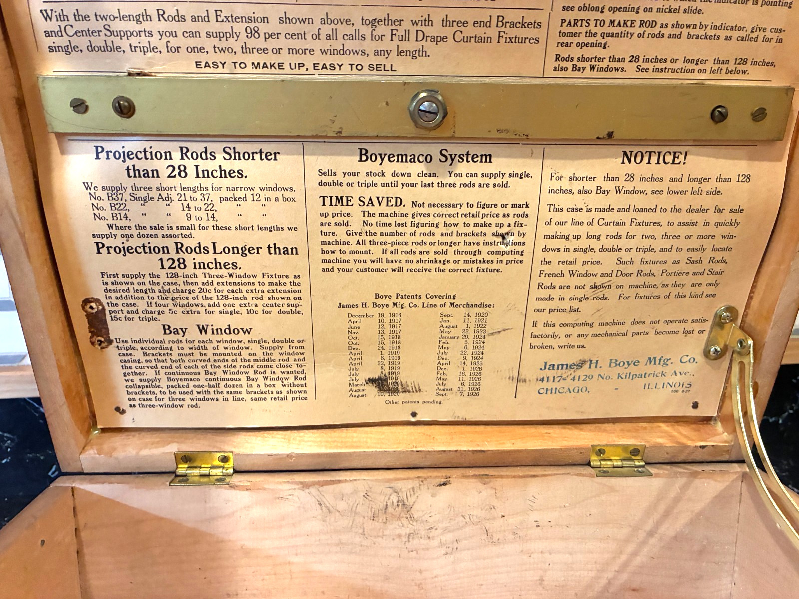 Vintage Boyemaco Curtain Fixtures Box General Store Display – Working Dial 1920s