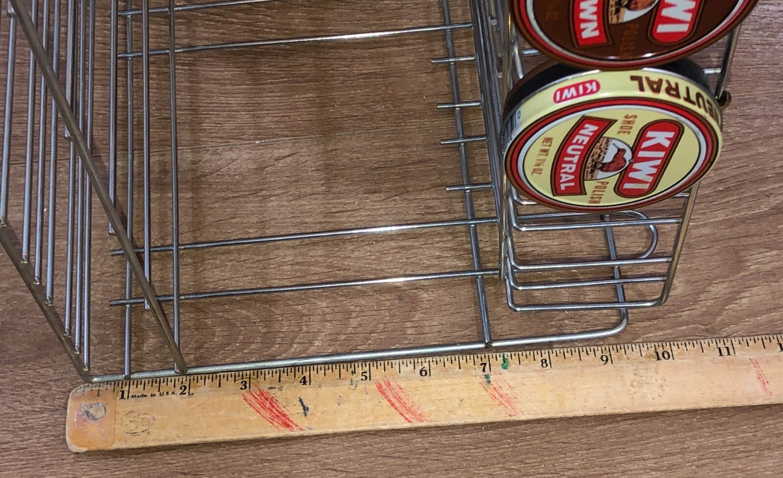 Kiwi Shoe Polish Tins Vintage Metal Store Counter-Top Stand 1940’s w Tin Old