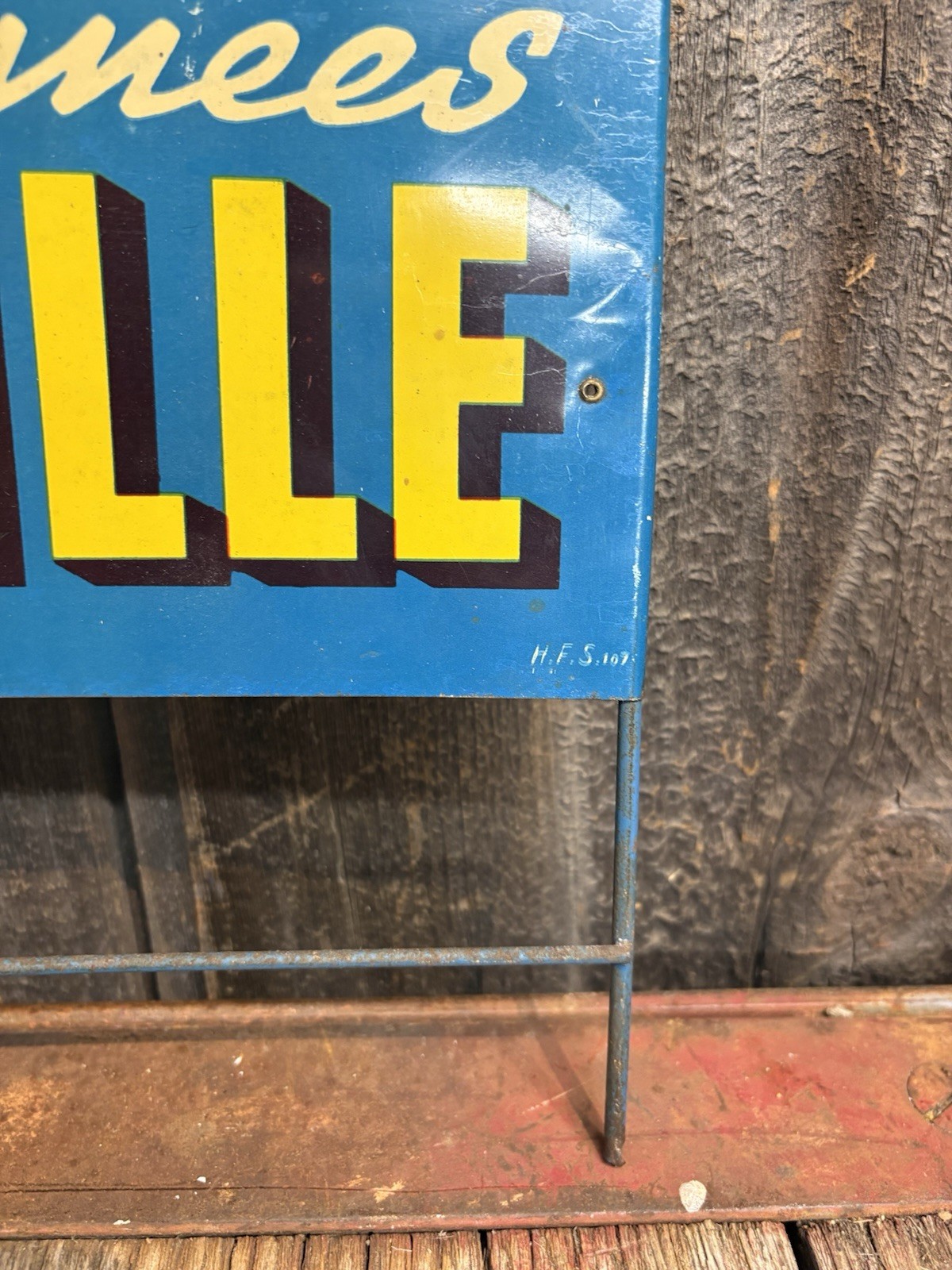 RARE Early Die Cut French Leonard Lille Seeds Advertising Display Rack Sign