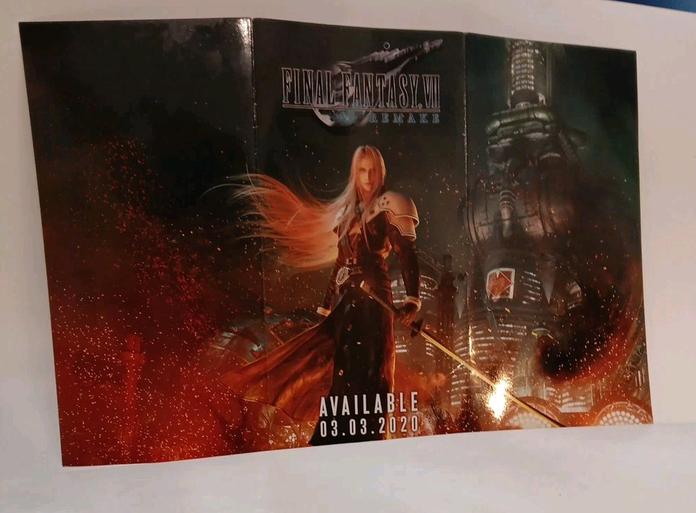 Final Fantasy VII 7 Remake GameStop Promo Store Display, Both Sides Printed RARE