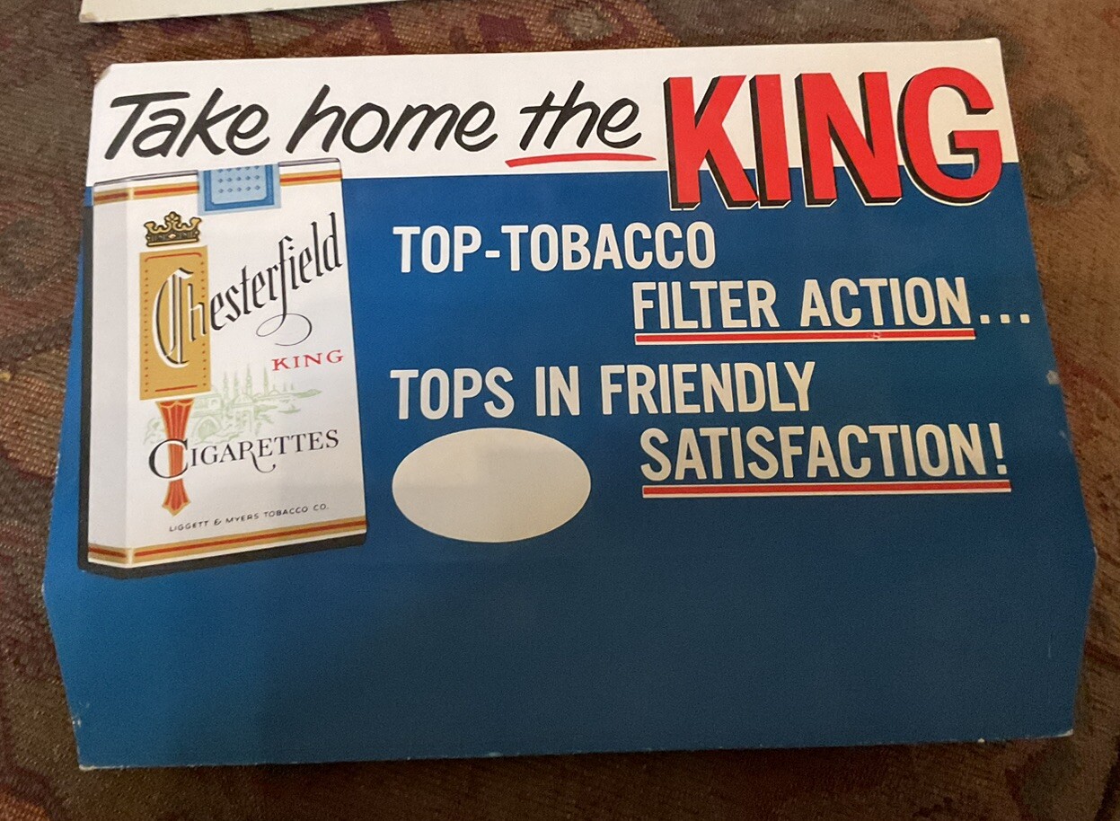 VINTAGE CHESTERFIELD/LM METAL GENERAL STORE CIGARETTE DISPLAY RACK & CARDS