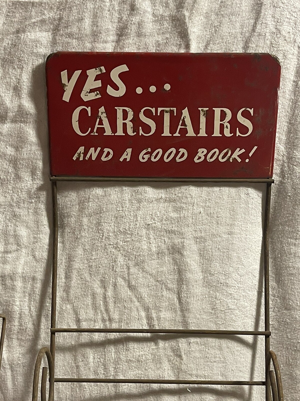 RARE Antique Vintage CARTSTAIRS Whiskey Liquor Advertising Display Metal Rack