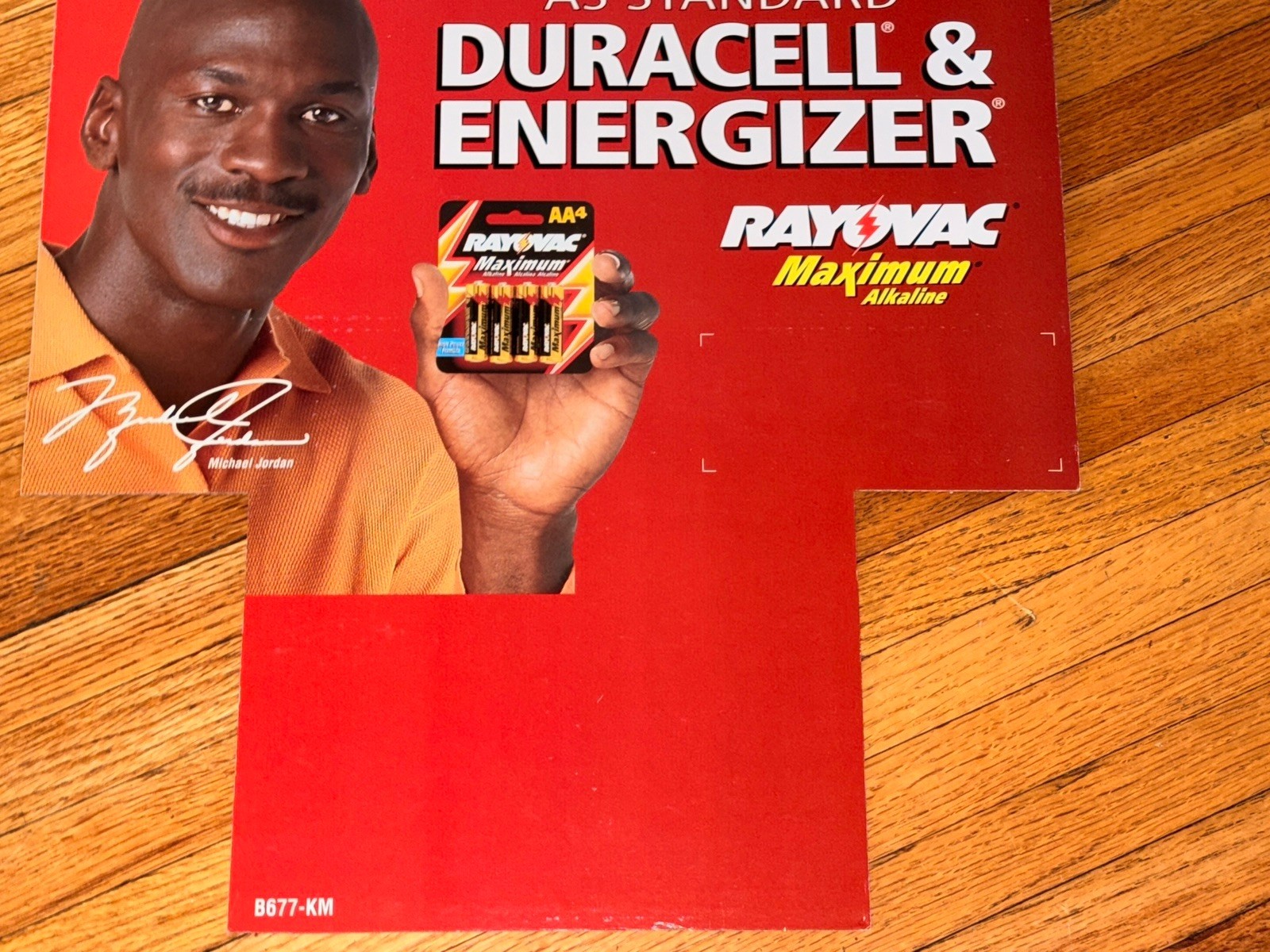 Michael Jordan Rayovac Cardboard Store Display Die Cut Header Sign * 21 x 17.5″