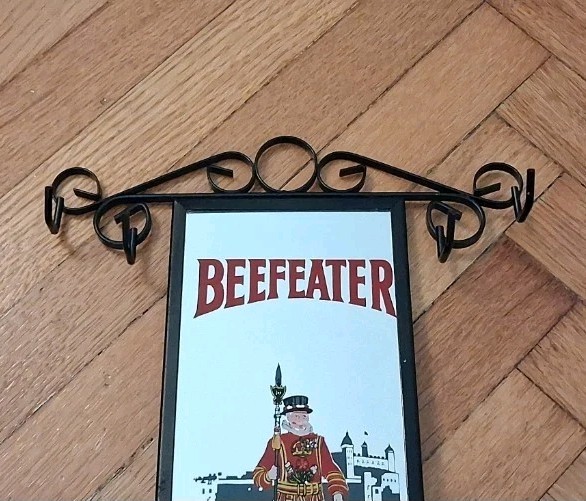 BEEFEATER GIN ADVERTISING MIRROR SIGN DISPLAY-BAR SET-70′-VINTAGE