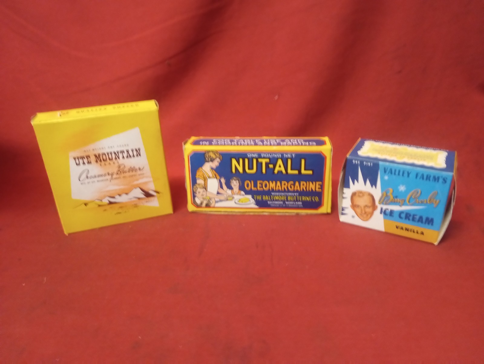 Lot Of 3 Early Rare Antique Vintage Waxed Butter Ice Cream Boxs NUTT ALL Bing