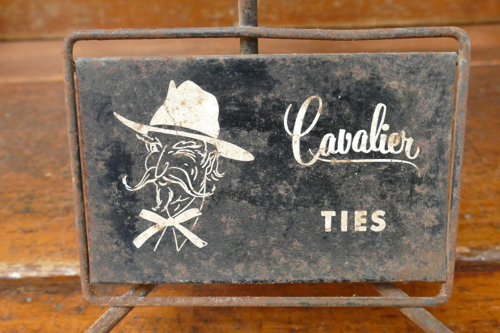Vintage 1950s Cavalier Ties Advertising Clothing Store Display Stand Metal Sign