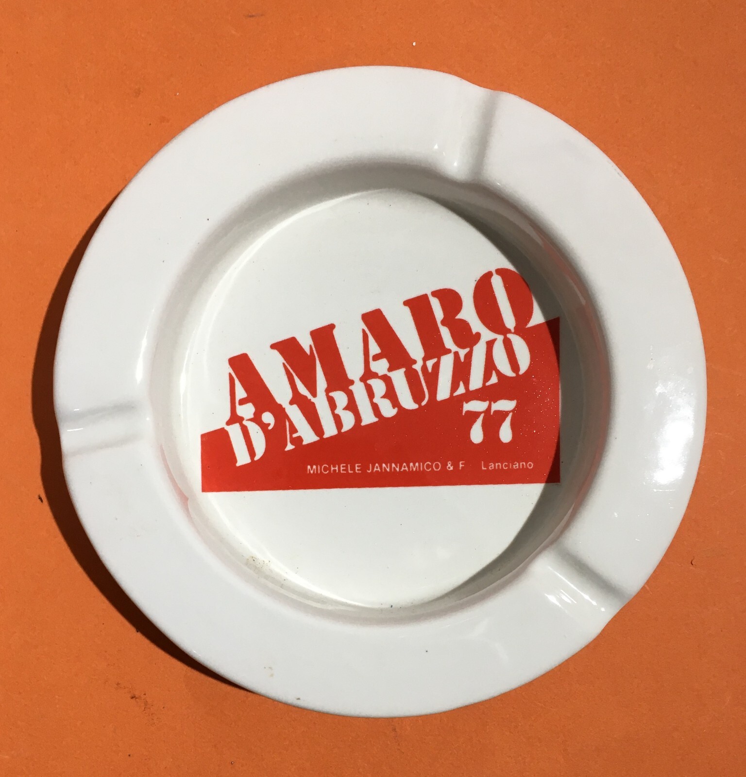 ABRUZZO-LANCIANO-LIQUORS-BITTER-ADVERTISING ASHTRAY-JANNAMICO-COLLECTIBLE