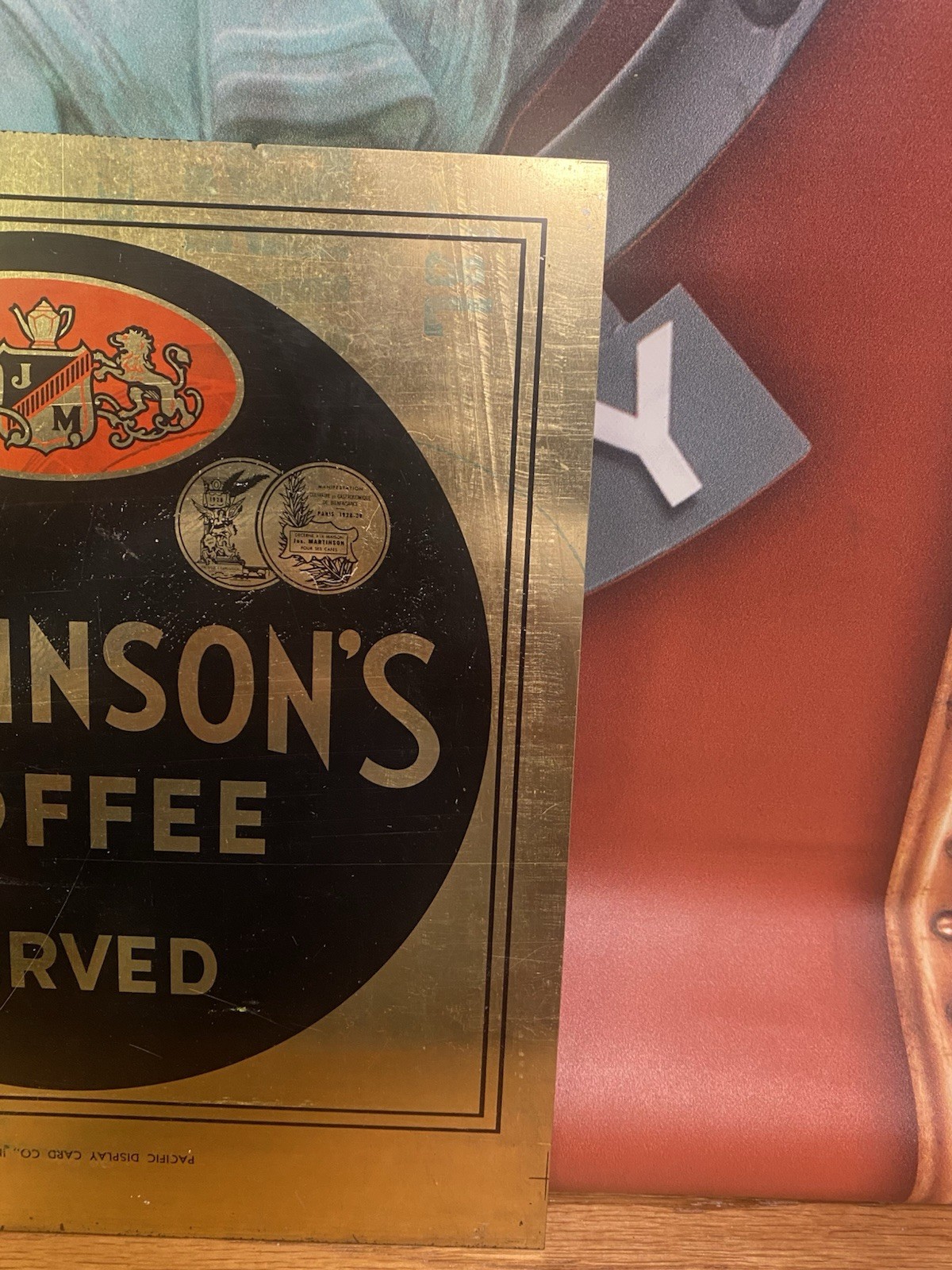 Vintage Martinson’s Coffee Served Metal Advertising Sign Store Display