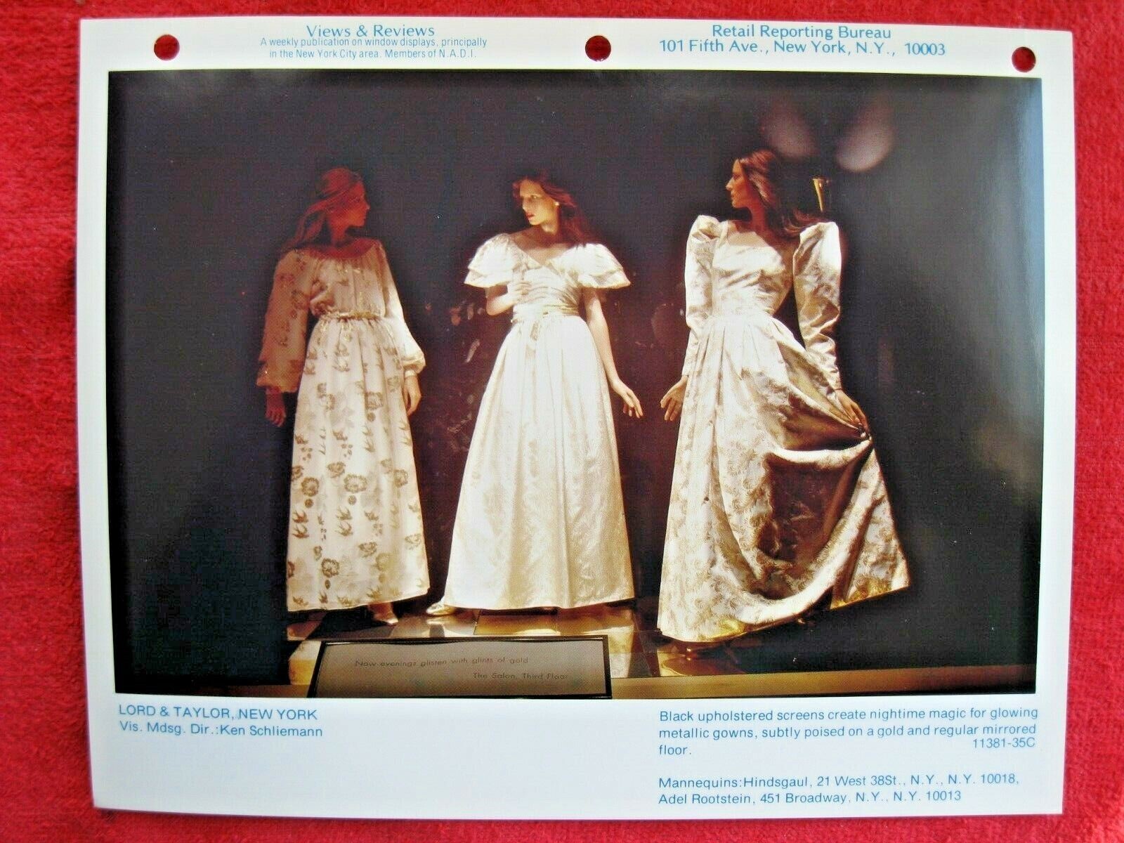 1981 LORD & TAYLOR, NY STORE WINDOW DISPLAY GLOWING GOWNS PHOTOGRAPH PRINT #116