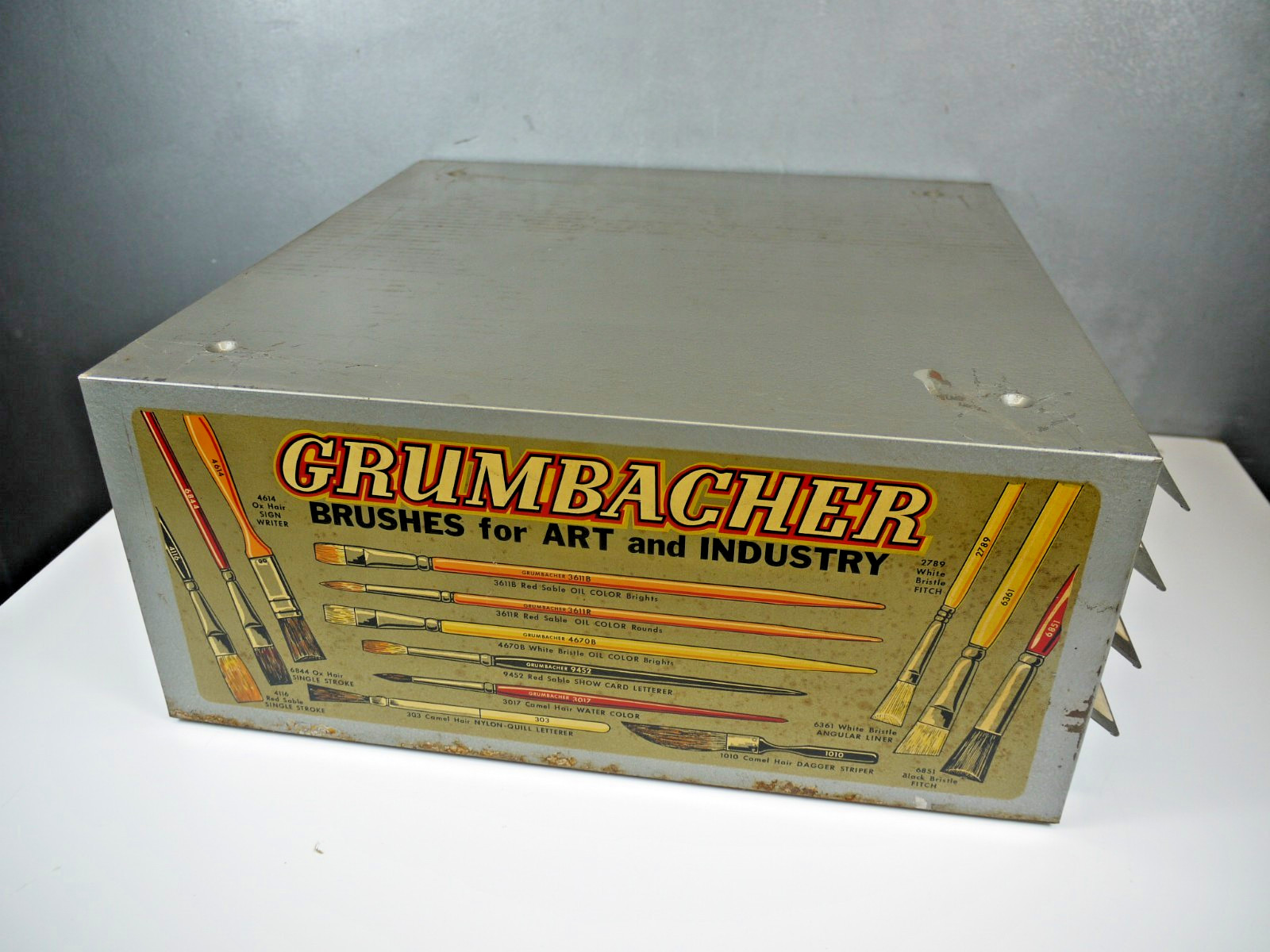 VTG Grumbacher ARTIST Paint Brush Store Display Cabinet Storage Drawers