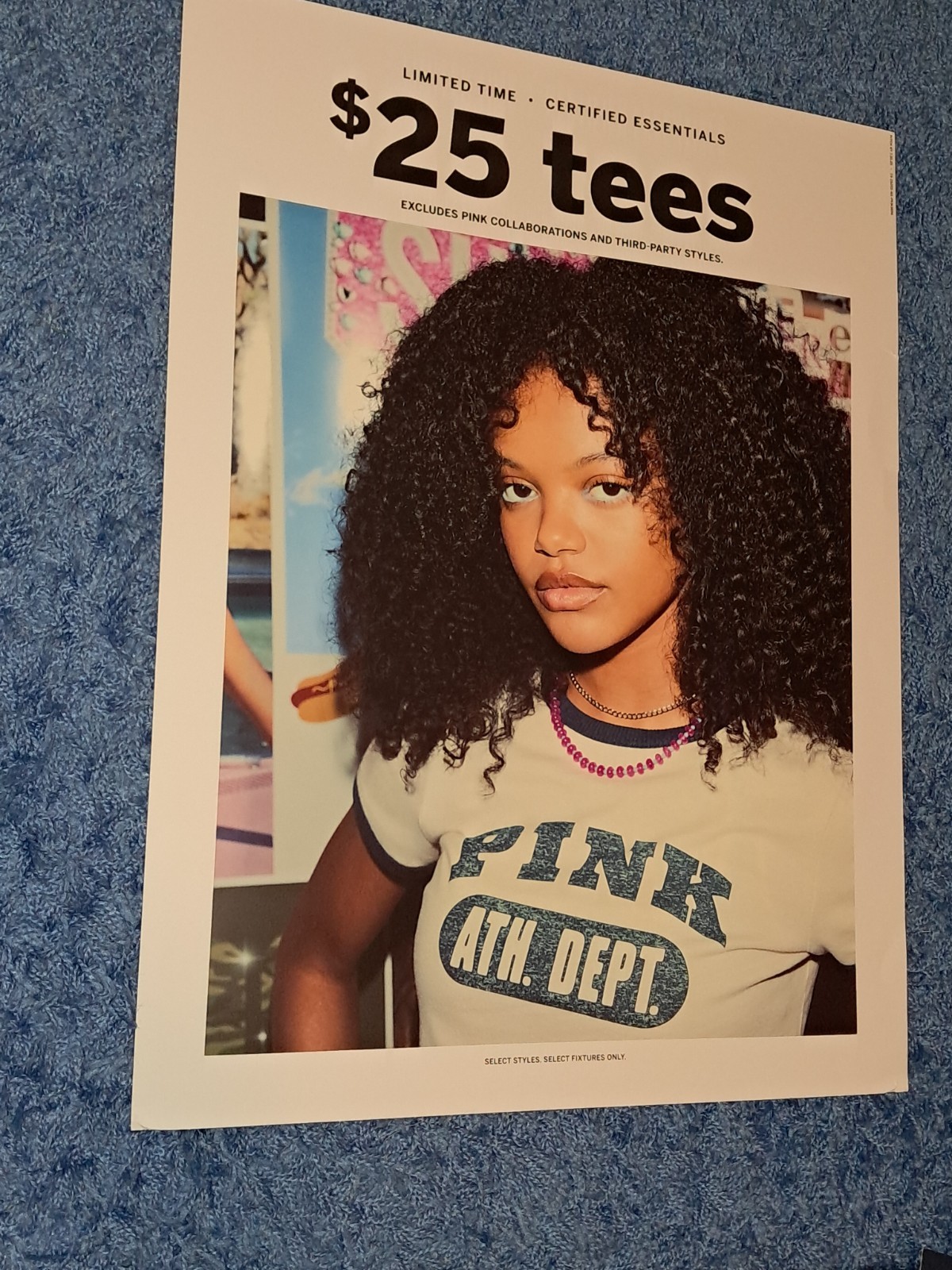 Victoria’s Secret Pink T-Shirt PROMO POSTER 2.5 FT VS Pink Wall Art Dorm Girl