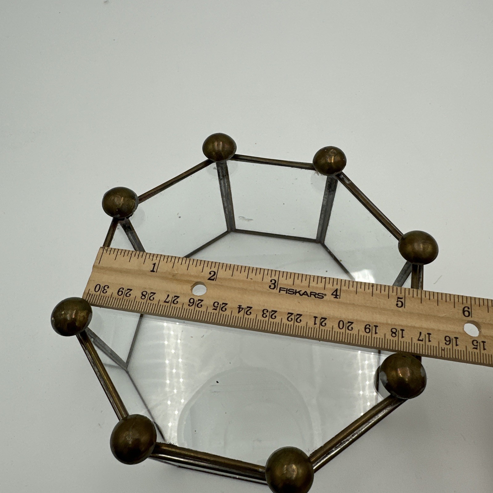 Vintage Open Octogon Glass/Brass Display Case Terrarium