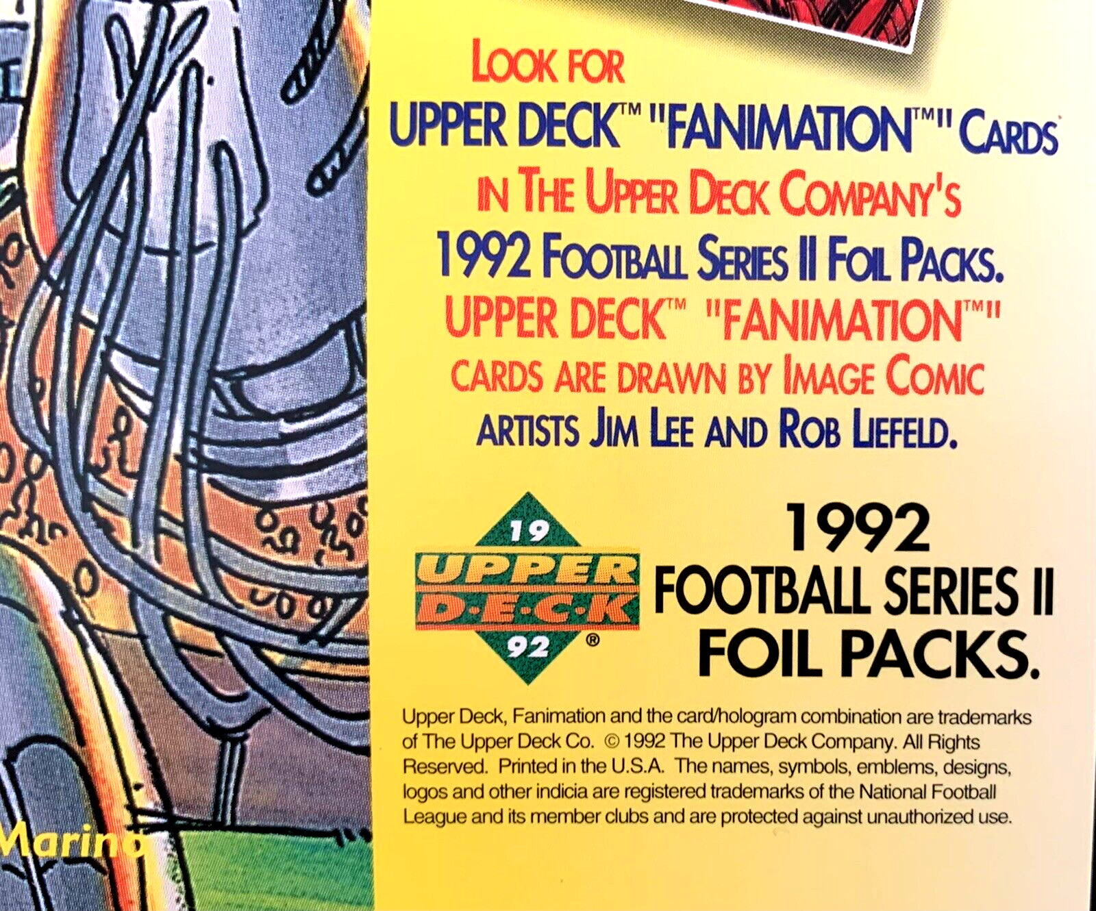 1992 Upper Deck FaniMation Jim Lee Football Promo Card Dan Marino Eric Dickerson