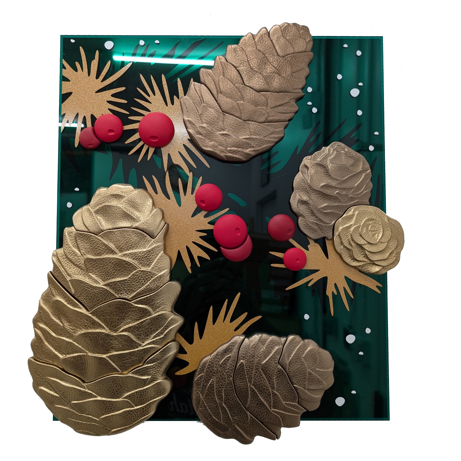 ROLEX WALL ACRYLIC HOLIDAY PINE CONES STORE DISPLAY 16″ H x 19″ W