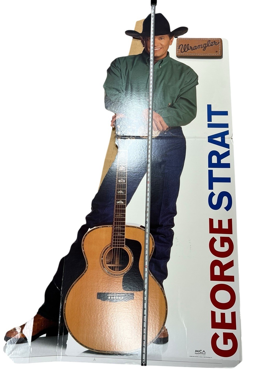 RARE GEORGE STRAIT WRANGLER COWBOY CARDBOARD CUTOUT Vintage ~STANDUP 6ft Tall