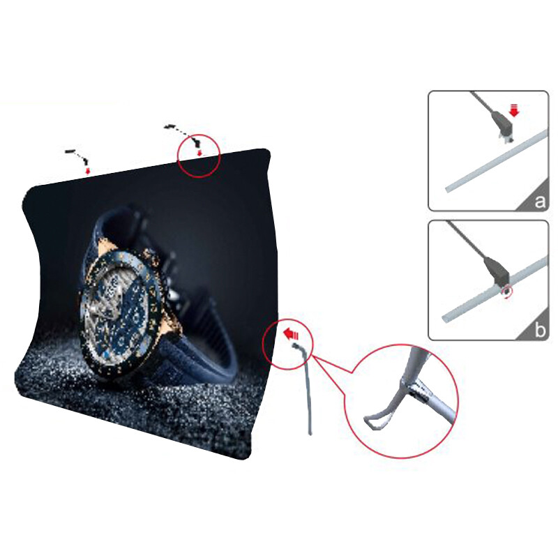 9ft Vertical Curve Portable Back Wall Display Tension Fabric + Custom Graphic