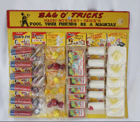 1950’s Bag O’ Tricks Original Retail Store Card Display 6 Trick Items of 6 Each