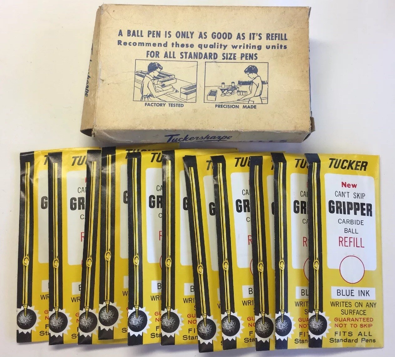 Vintage Tuckersharpe Ball Pen Refills Box with 11 Refills