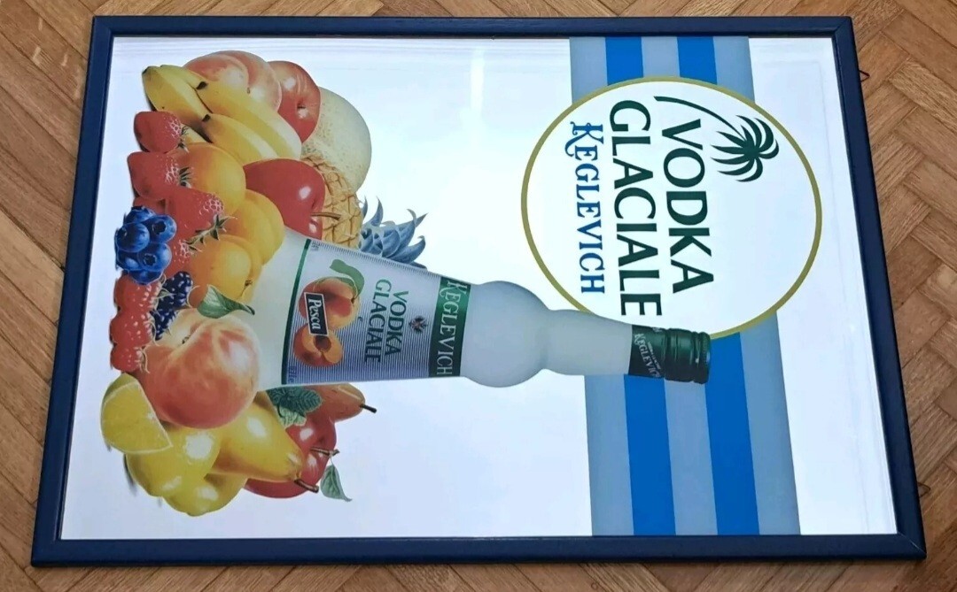 ADVERTISING MIRROR FRAME-KEGLEVICH VODKA-MIRROR PAINTING PICTURES-VINTAGE