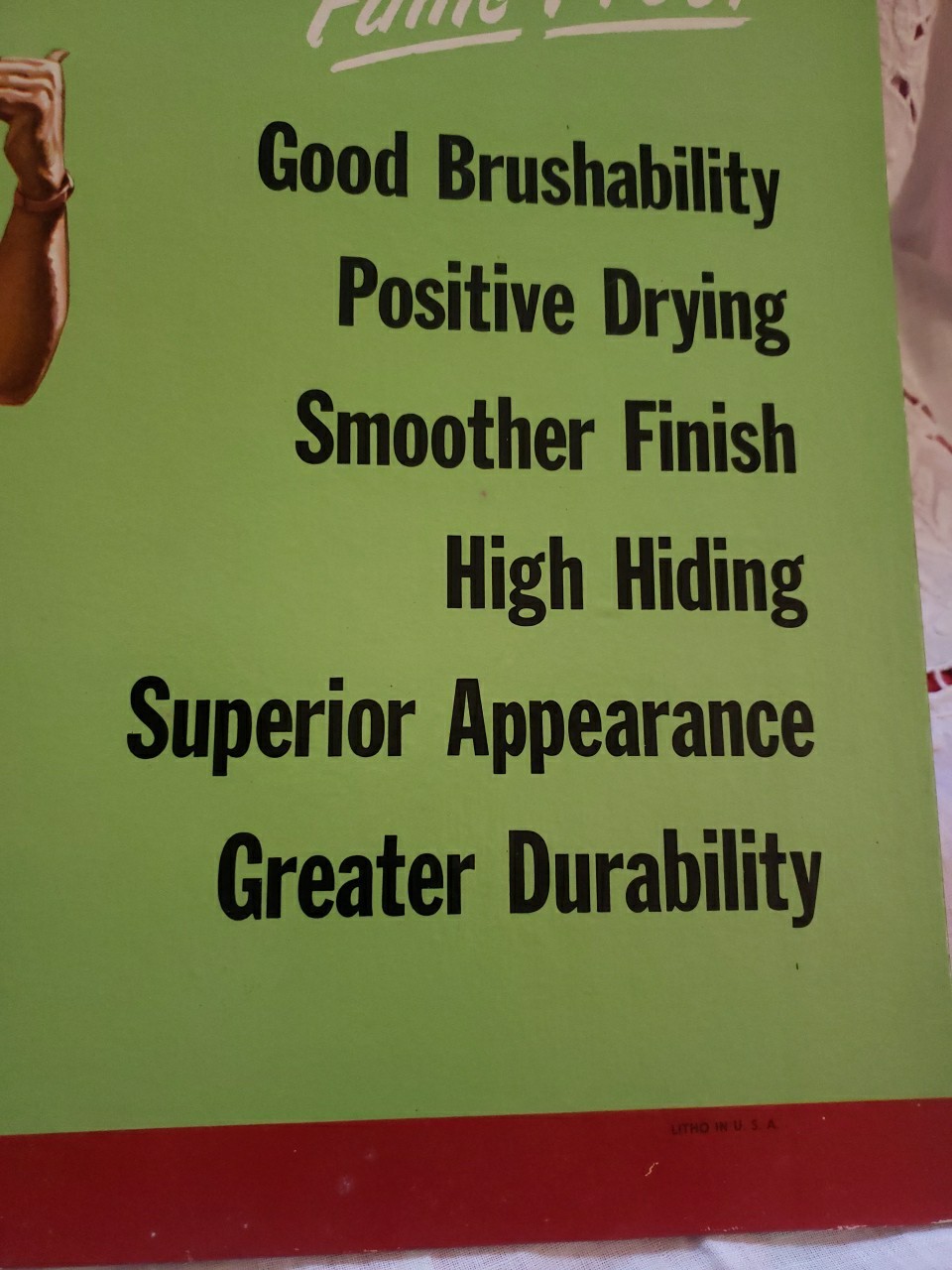 Vtg Pittsburgh Sun-Proof House Paint Counter Top Display Sign, Cardboard