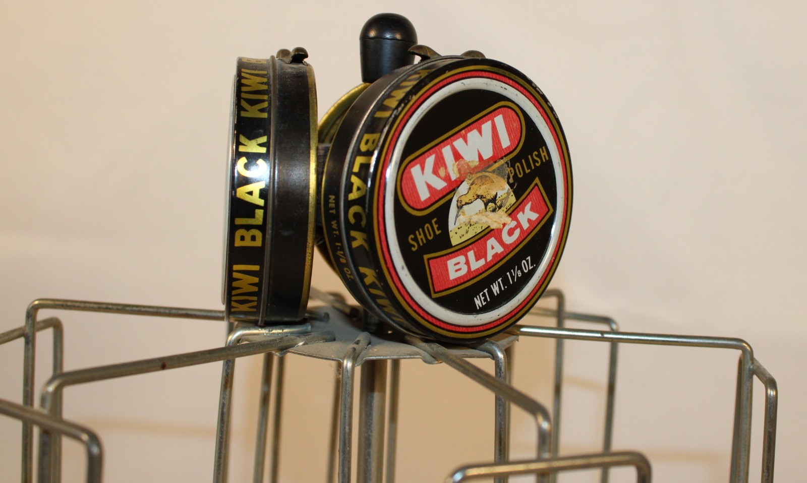Vintage Metal Kiwi Boot Polish Holder Spinning Store Display Rack Advertising