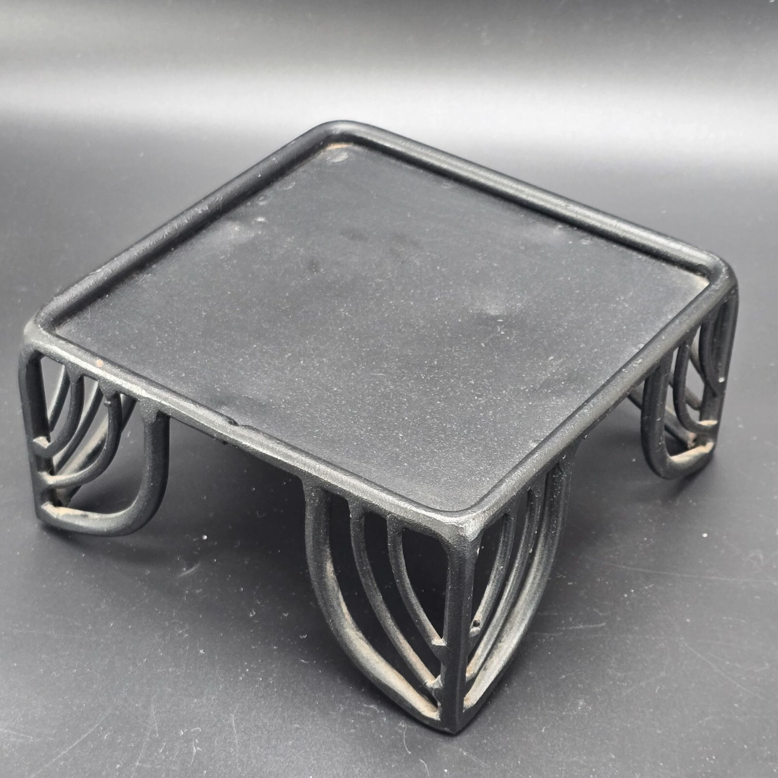 Cast Iron Square Trivet Stand Elegant Arched Legs Candle Figurines Art JE404