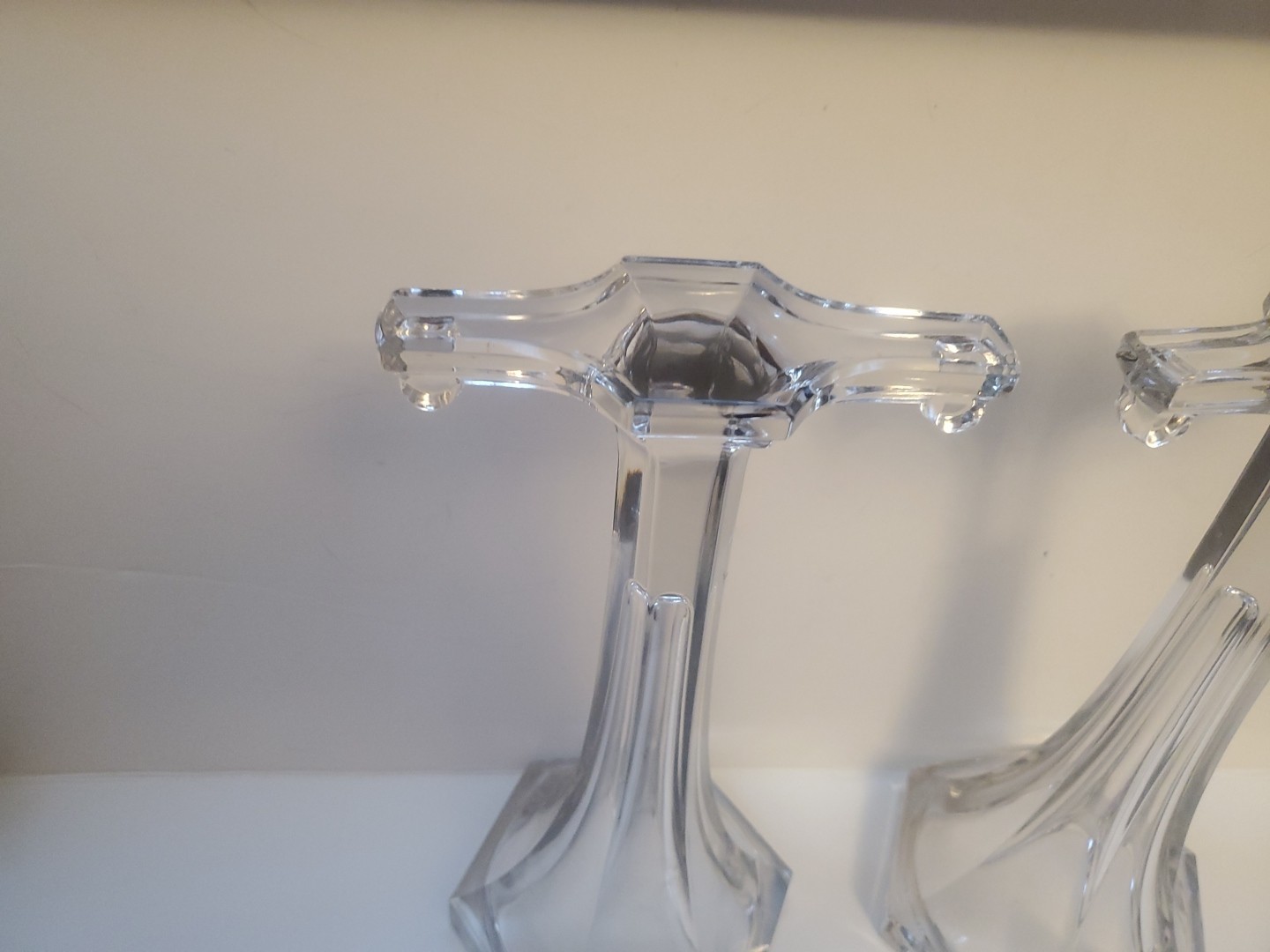 Pair Of 12″ Clear One Piece Glass Apothecary Shelf Riser/support Store Display