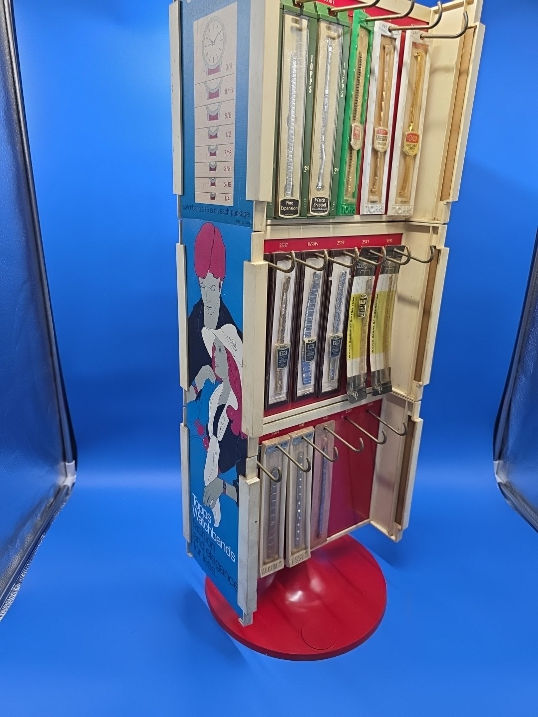 VTG 1970s Topps Watchband Rotating Store Display + 15 NOS Bands VERY RARE!