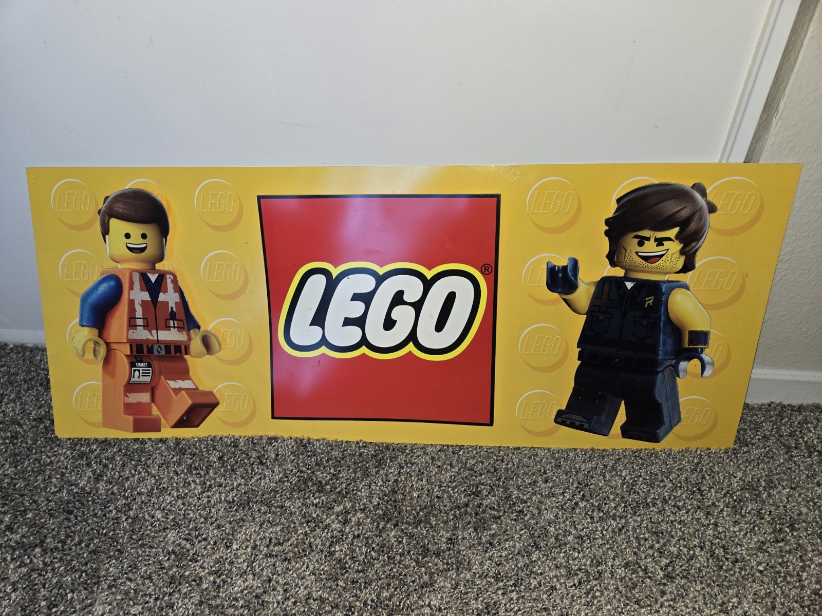 Rare LEGO Movie 2 3D Store Display Sign Emmet & Rex Dangervest 30×12