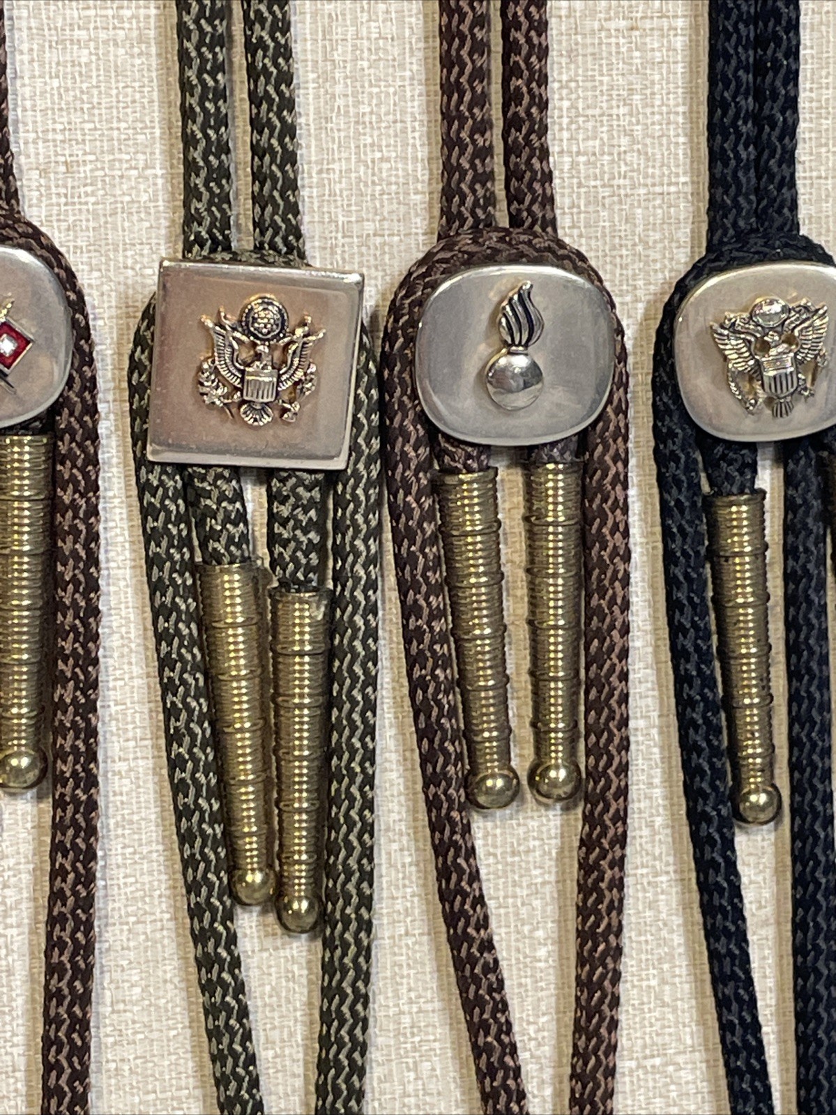 Metal Bolo Ties Bola Advertising Store Display Military Lot x12 Crest-Craft Vtg