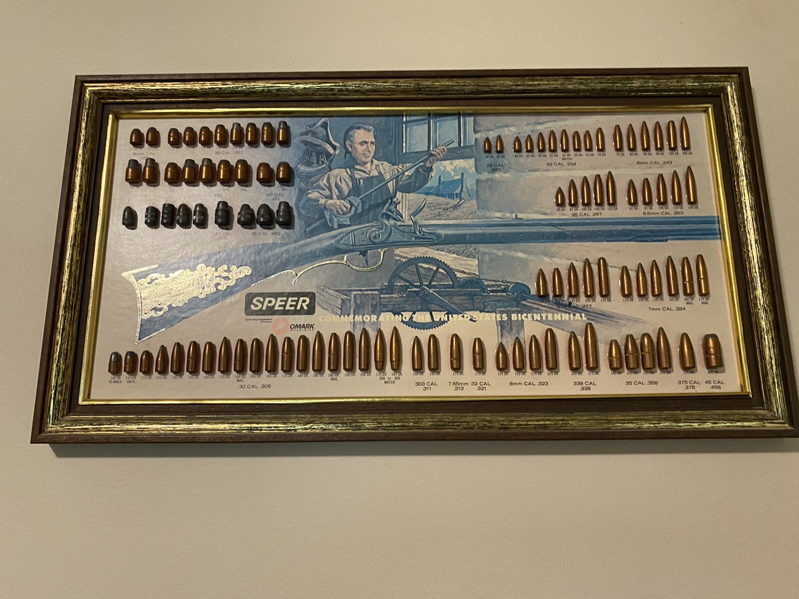 Speer Ammunition Signage Display Bullet Chart United States Bicentennial