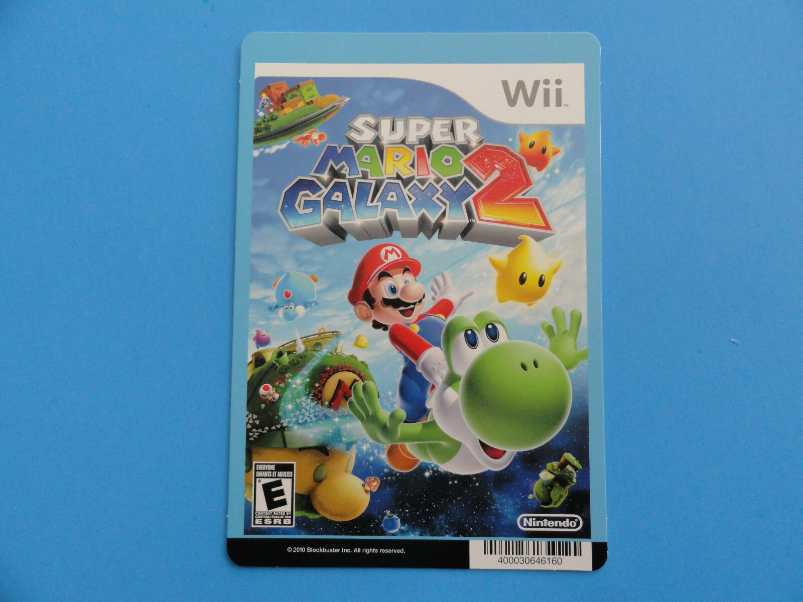 NINTENDO WII SUPER MARIO GALAXY 2 BLOCKBUSTER VIDEO SHELF BACKER CARD