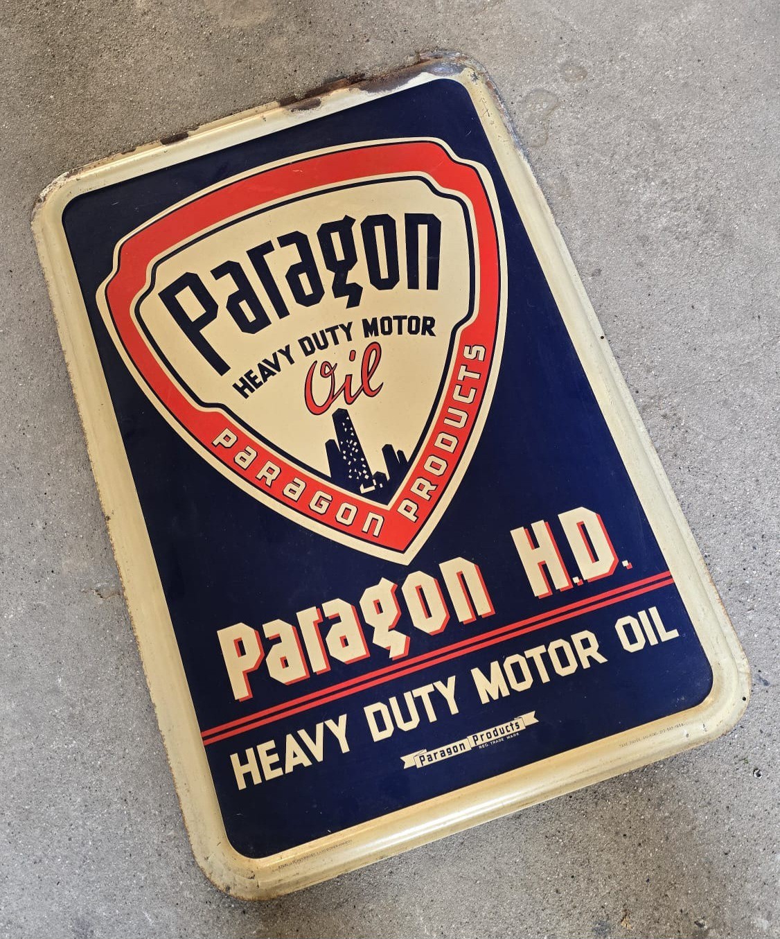 Paragon Motor Oil Lithographed Table Sign