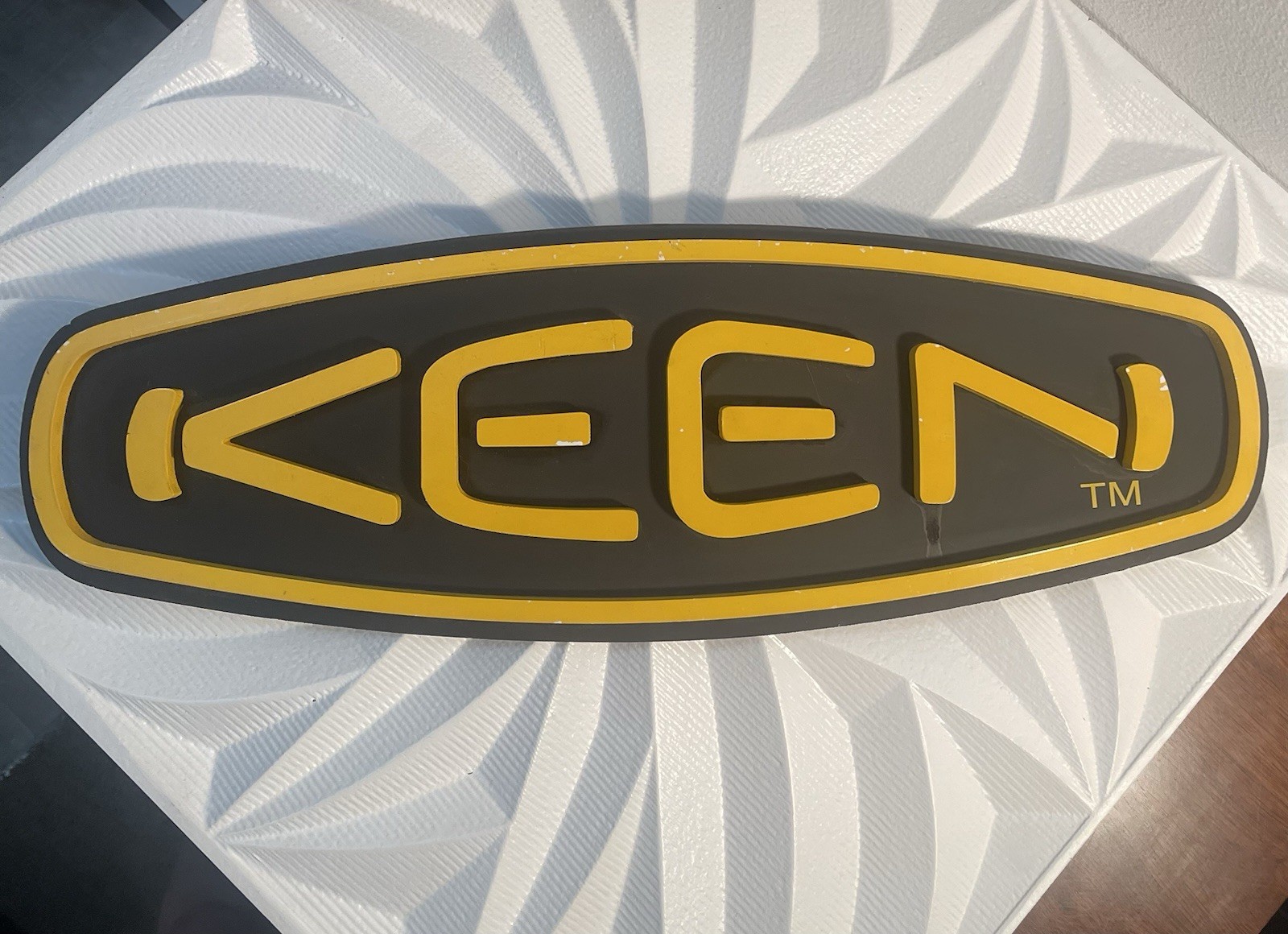 KEEN Shoes Store Display Sign Yellow Black, Outdoor Hiking Retail Wall Decor