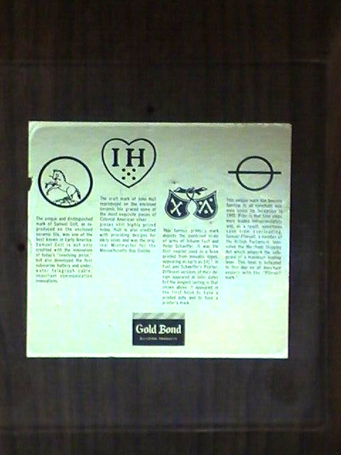 VNTG Gold Bond Building products Sample Plaque SAMUEL COLT J HULL FUST SCHAEFFER