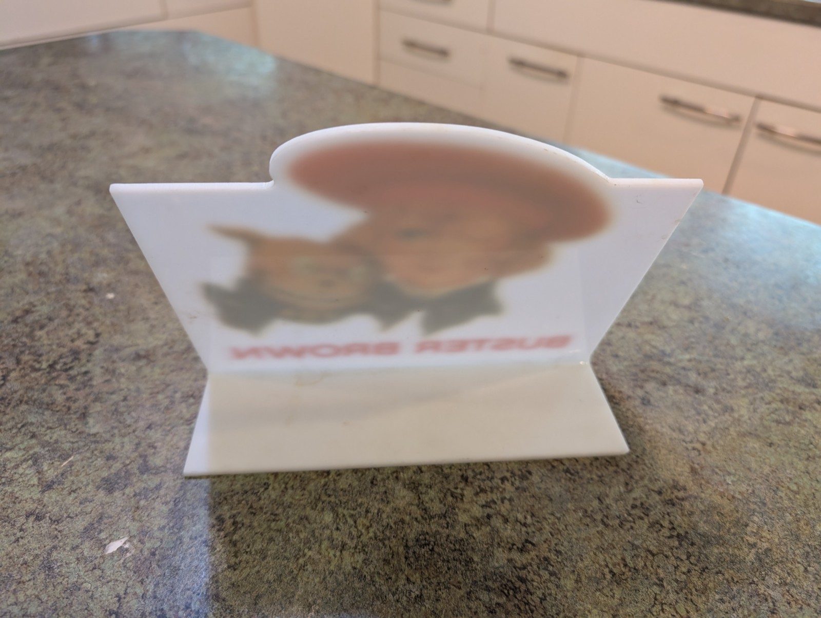 Vtg Buster Brown Shoes Counter Top Advertising Plastic Sign Display 6.5×7.5″
