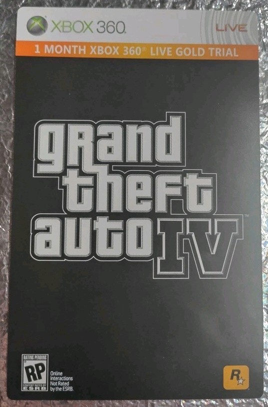 XBOX 360 GRAND THEFT AUTO IV LIVE GOLD TRIAL CARD New
