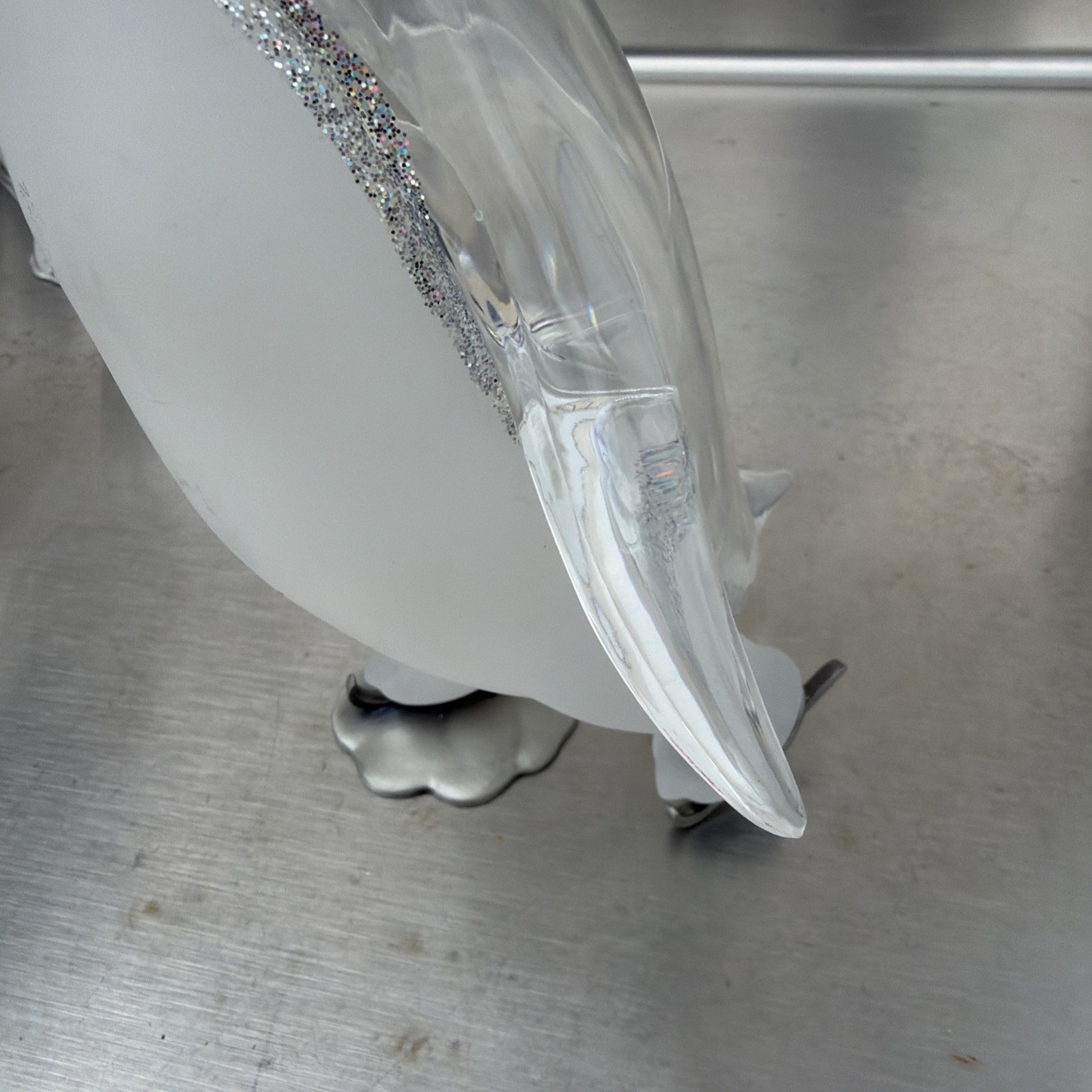 Lot Of 3 Lucite Penguin On Ice Skates MCM Clear & Frosted Movie Prop- Vintage