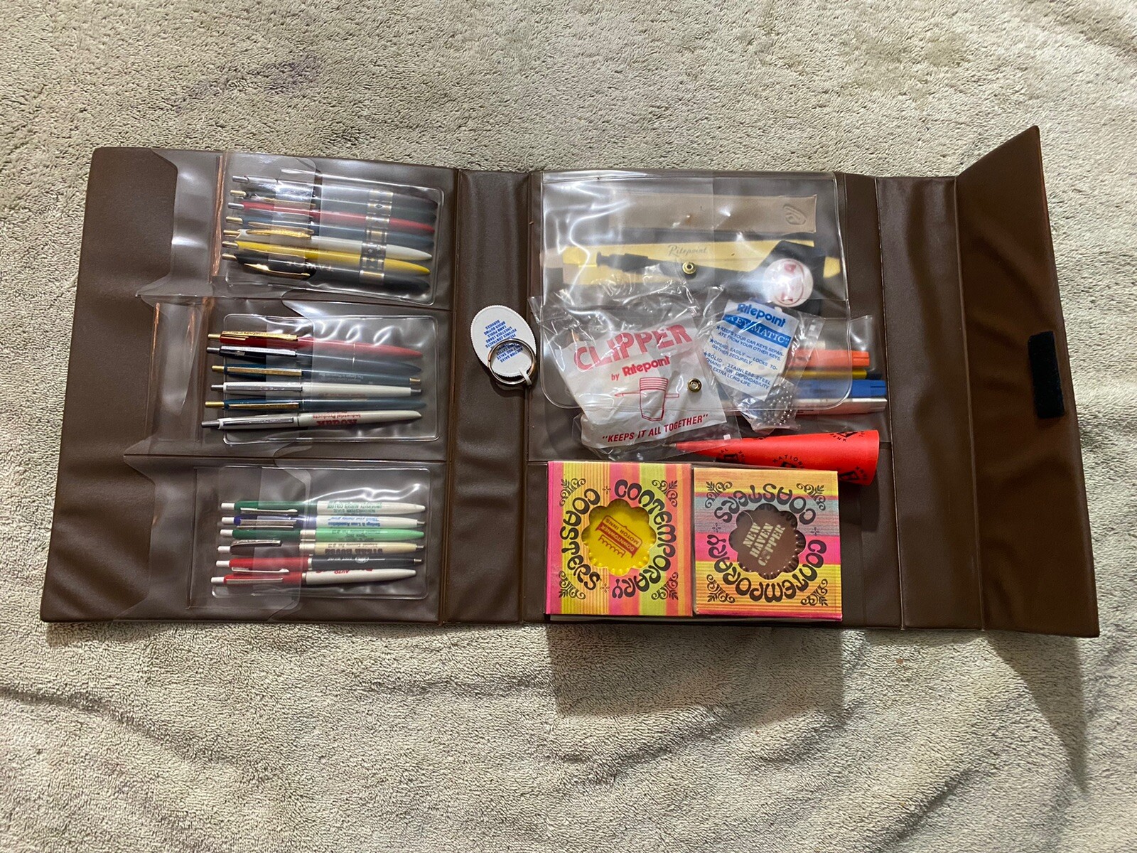 Vintage Advertising Pens Salesman Sample Case Ritepoint & Coasters In Case