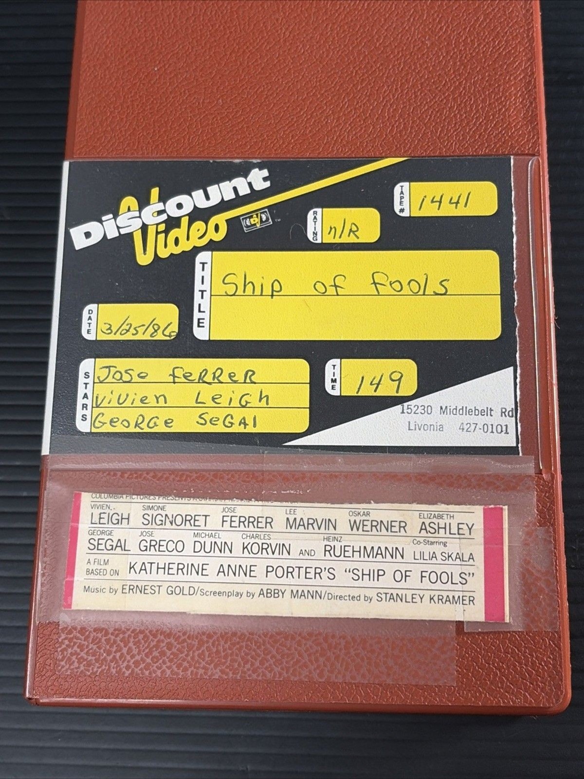 Vtg Discount Video Store Beta Rental Case Box Ephemera Nostalgia Ship Of Fools