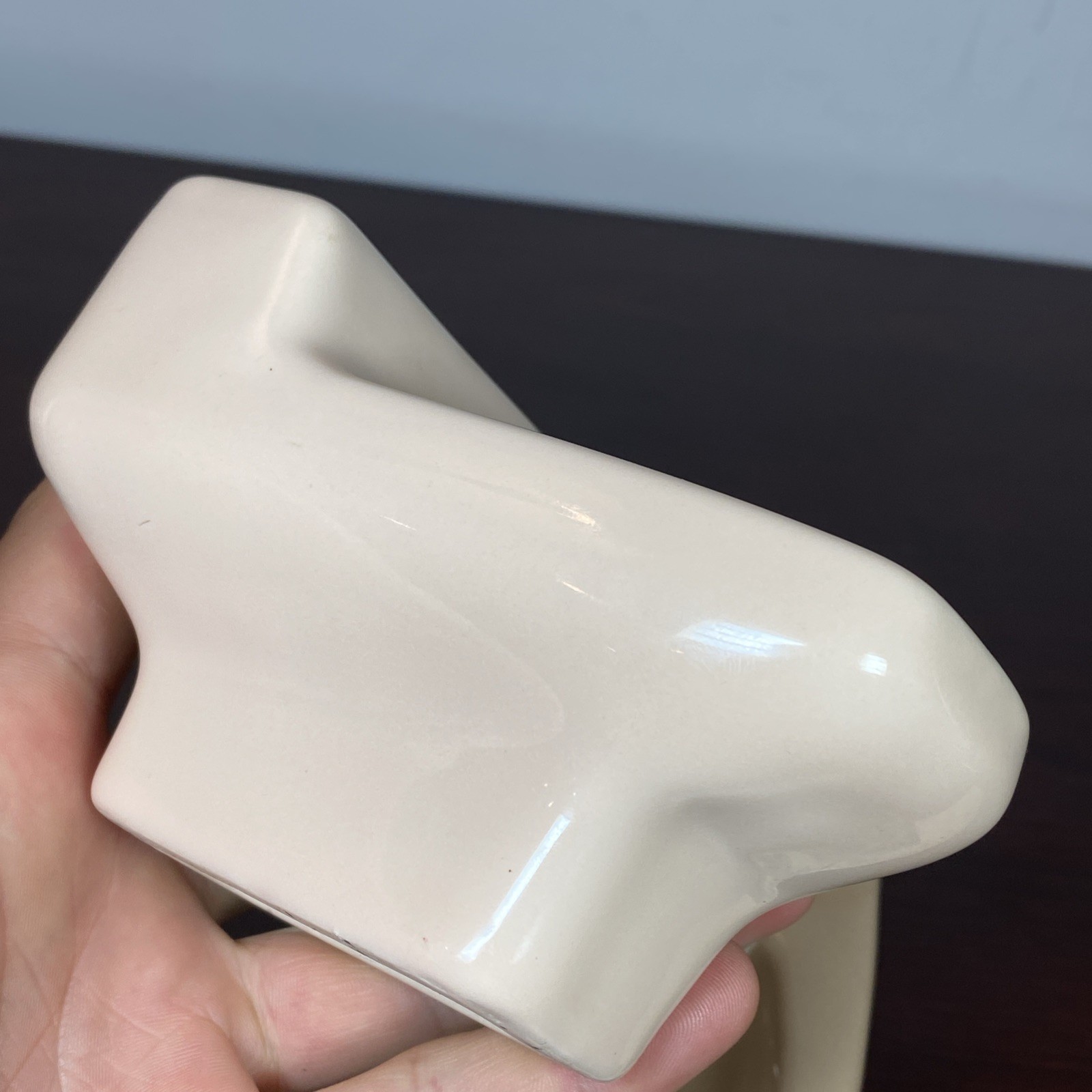 2 Vtg ELJER Salesman Sample Mini Porcelain Toilet Display Off White Pink Brown