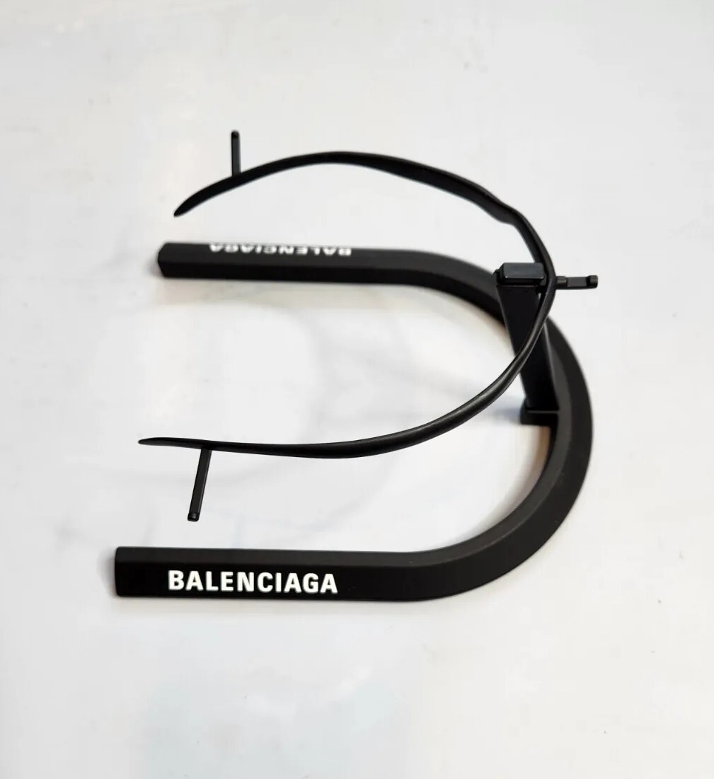 BALENCIAGA 2PC LOGO DISPLAY UNIT IN BLACK METAL & PLASTIC MADE IN ITALY