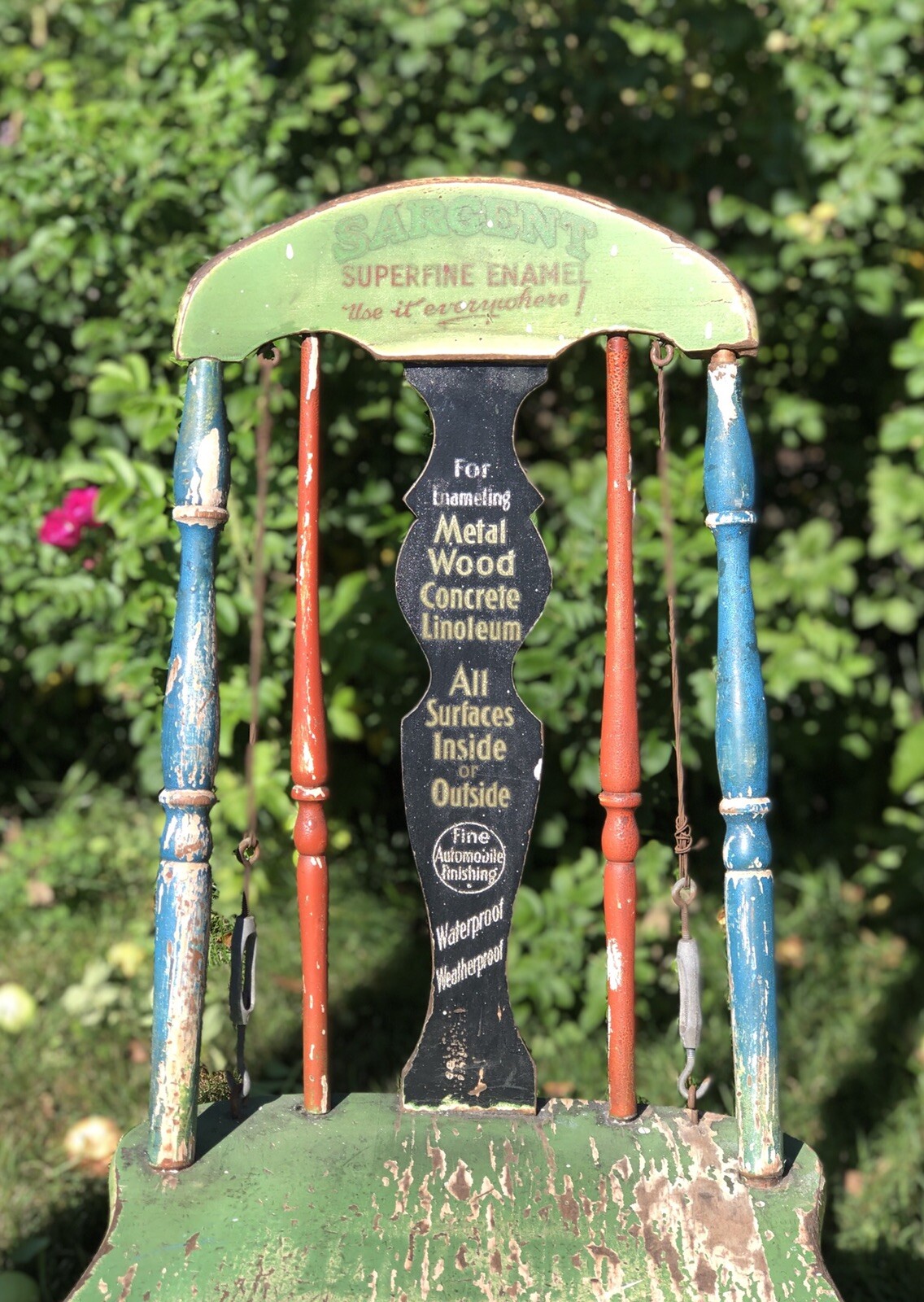 Rare Wonderful Turn Of The Century Seldom Seen Enamel Paint Advertising Chair