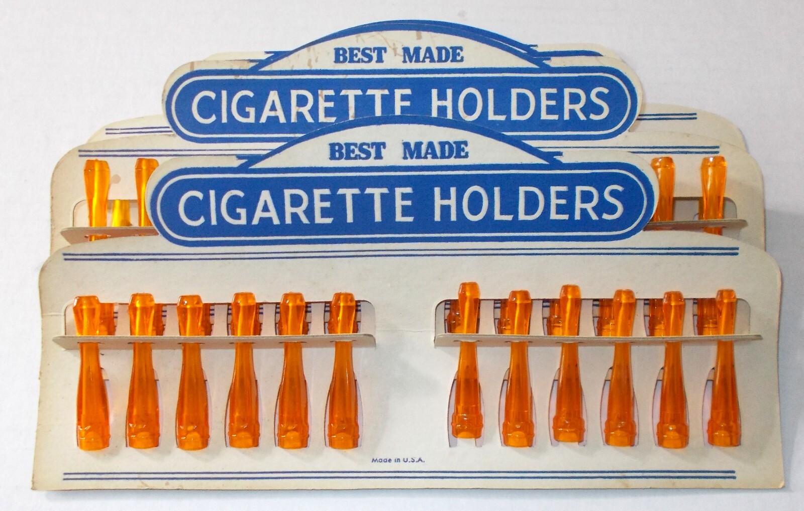 vintage STORE DISPLAY BEST MADE CIGARETTE HOLDERS full card 12 pc 2.5″ PLASTIC