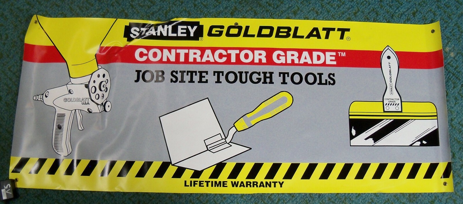 STANLEY Goldblatt TOOLS ADVERTISING SIGN HARDWARE STORE VTG DISPLAY Vinyl 2×5 ft